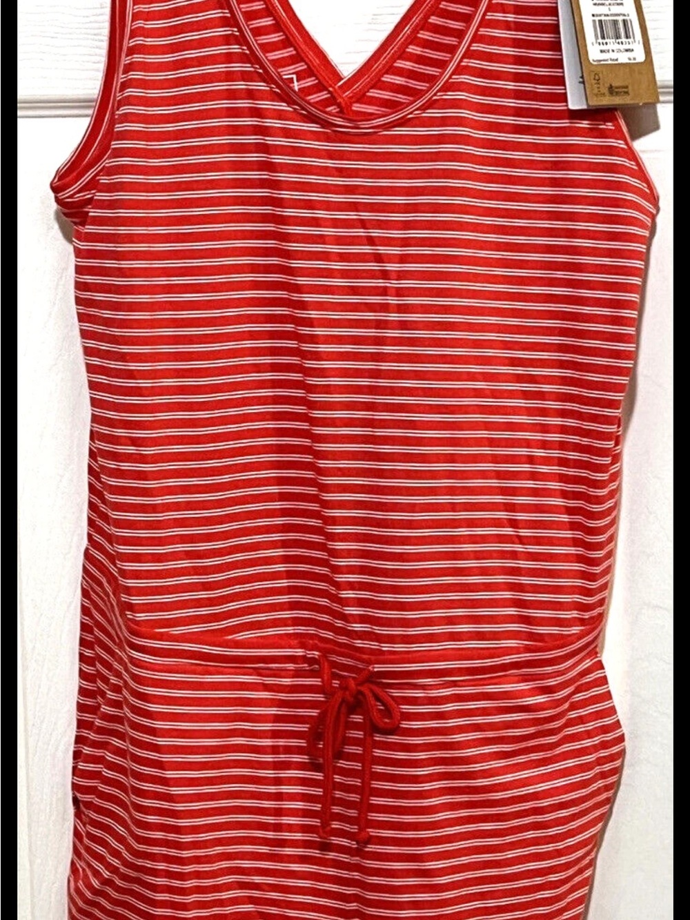 👤The North Face Coral Pink Striped Drawstring Romper NWT👤 COMFY